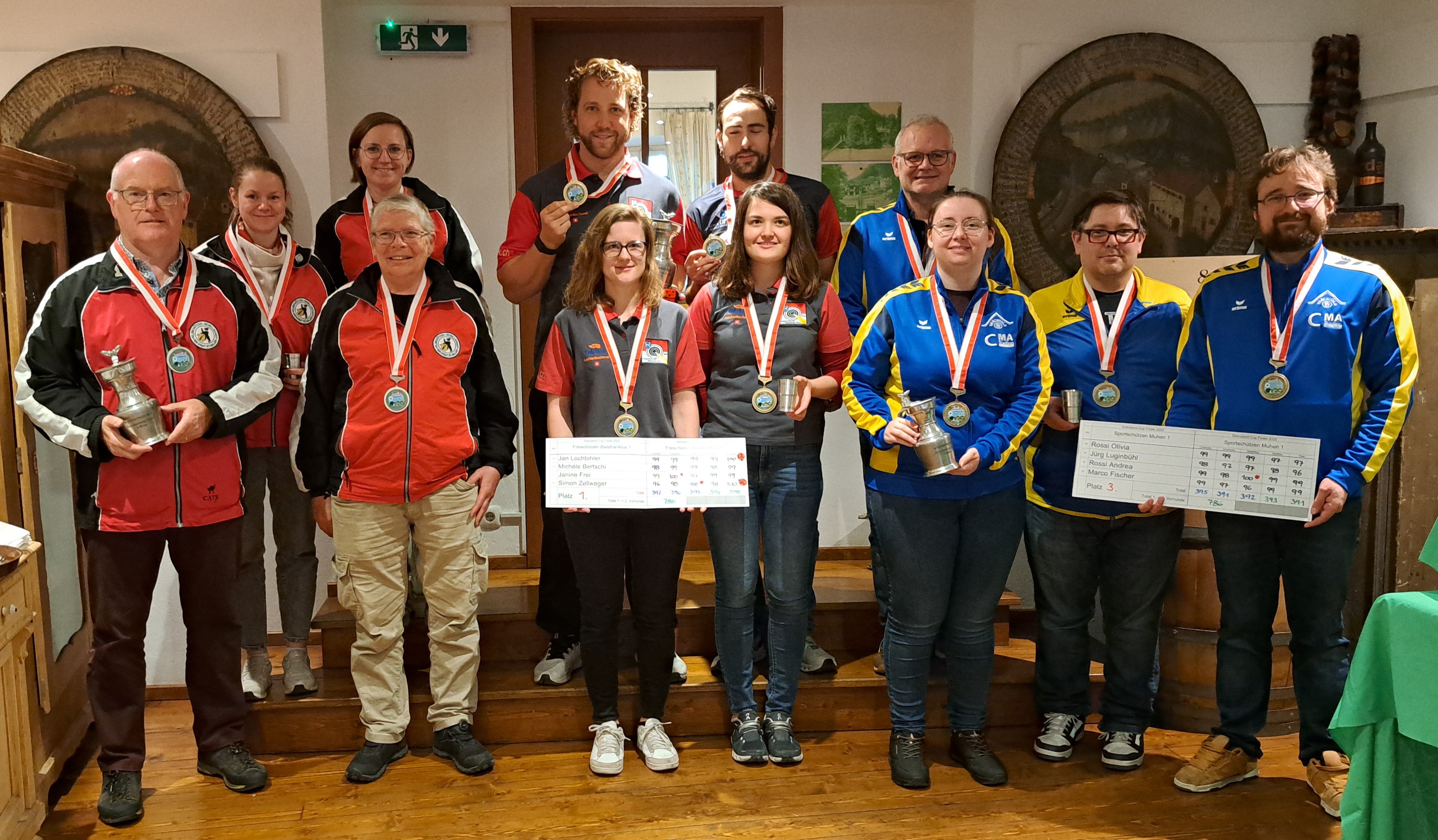 v.l.n.r Feldschützengesellschaft St. Gallen 1, Sportschützen Balsthal-Klus 1, Sportschützen Muhen 1